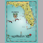 Florida map illustrated by Sherry Cabral in Naples Florida.