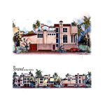 Pen and ink architectural renderings of Bay Colony at Pelican Bay homes.