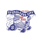 Pen and ink poster illustration for the Everglades City Bed Race.