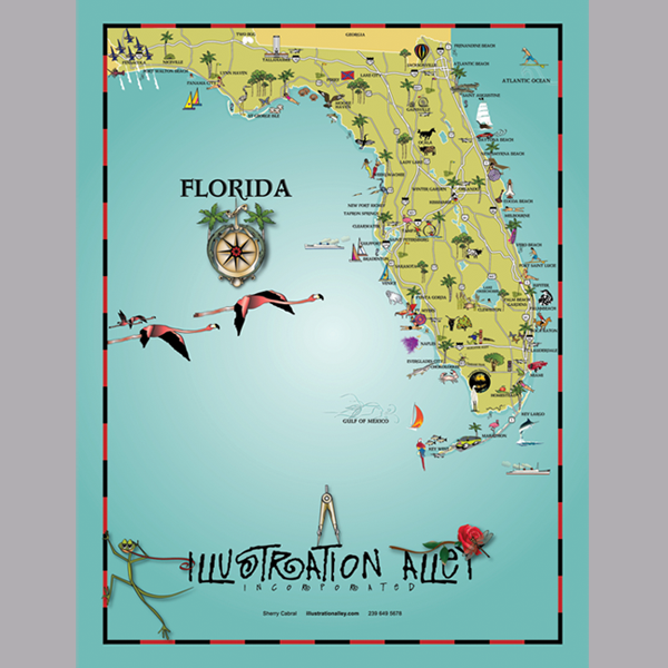 Florida Map Illustrated | | Illustration Alley, Inc. 1996-2018